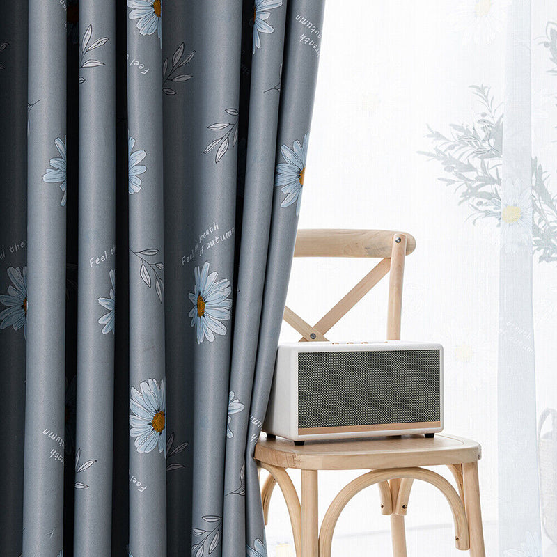 Sunflower Curtain Tulle Voile Modern Printed Floral Window Blind Screening Sheer