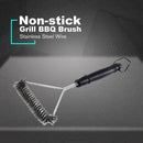 12'' Steel Wire Bristle Tri BBQ Barbecue Grill Brush _NEW Clean I2K7