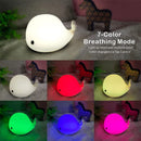 USB Rechargeable Clap Light 7 Colors Silicone Dolphin Shaped Cute Night Light