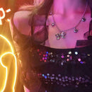 Fashion Women Bow knot Heart Necklace Pendant Clavicle Chain Jewelry D2B1