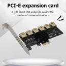 PCI-E Riser Card 1 to 6 USB 3.0 Multiplier Hub BTC Mining Expansion Card