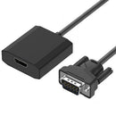 VGA to HDMI-compatible Adapter Cable 1080P Analog to Digital Audio Converter(Bla
