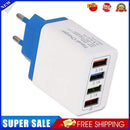 4 USB Wall Charger Phone Fast Charging Charger EU Plug Adapter (Dark Blue)