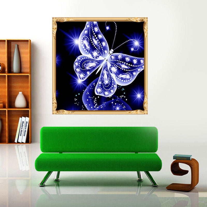 Butterfly Painting 5D Diamond Mosaic Embroidery DIY Cross Stitch Kit(Blue)
