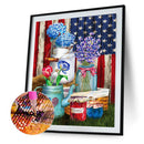 5D Diamond Painting Kit DIY flag and flowers Full Round Drill Mosaic Picture