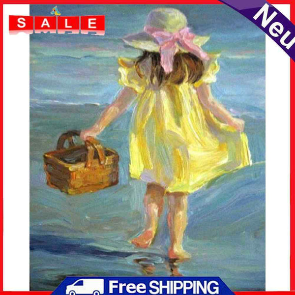 40x50cm Colorful DIY Paint By Number Kit Girl Sea Home Hanging Art Decoration