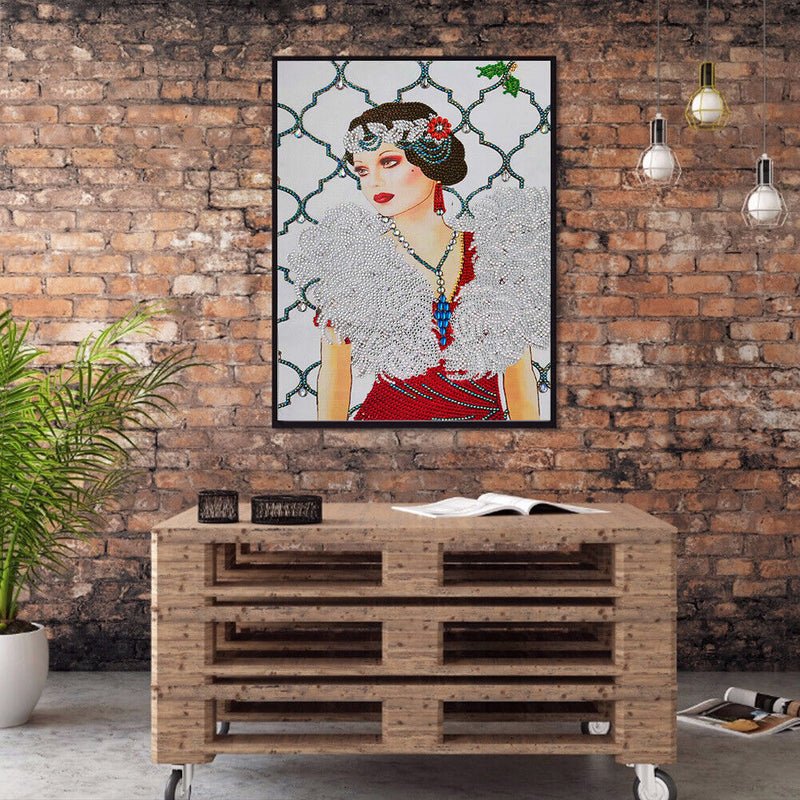 DIY Part Drill Special-shaped Diamond Painting Elegant Lady Mosaic (Y033) Newly