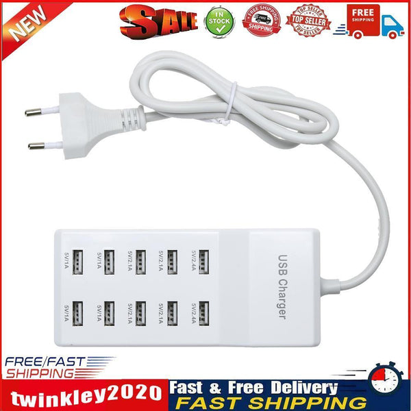 10 Port USB Home Travel Wall AC Charger Fast Charge Power Strip Adapter Newly