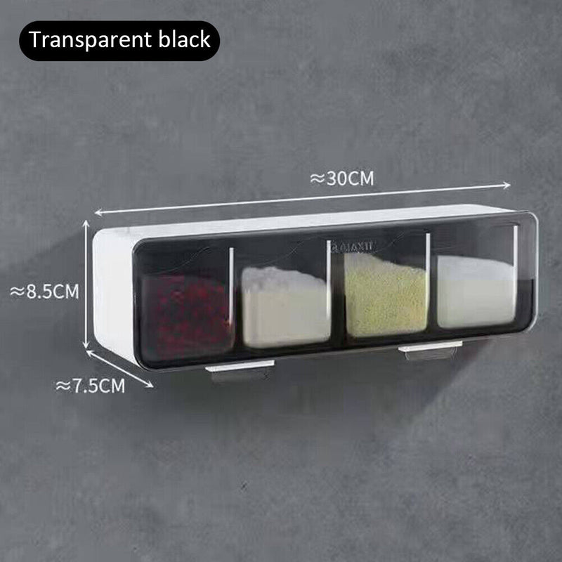 Wall Mounted Seasoning Box Salt Pepper Spice Storage Container (Clear A) Newly