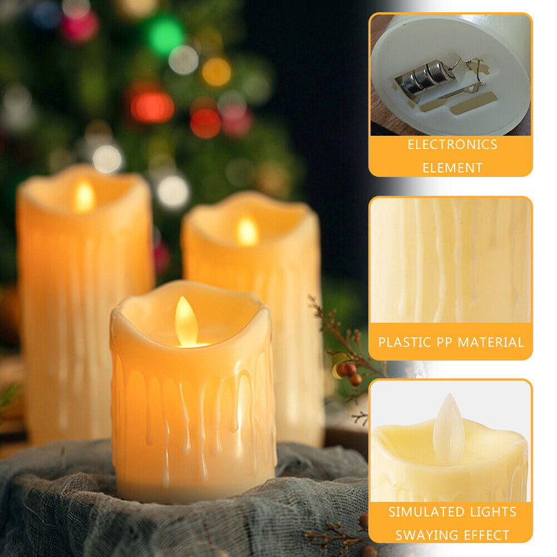 Flameless LED Candles Light Simulation Flickering Pillar Tea Lights Home Decor