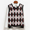 Y2K Preppy Style V Neck Knitwear top Plaid Knitted Sweater Vest Sleeveless