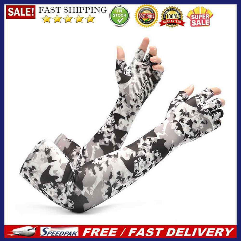 UV Protection Ice Fabric Arm Sleeves Female Male Unisex Half Fingers Arm Co
