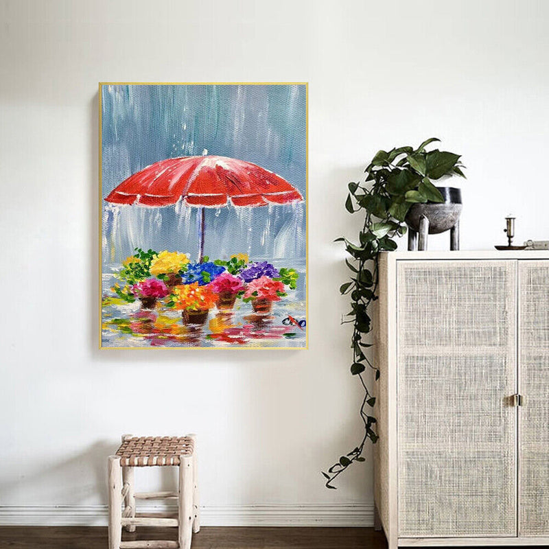 Umbrella Flower Drawing Frameless DIY Oil Paint by Number Canvas Home Decor