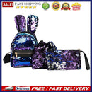 3pcs/Set Women Rabbit Ears Mini Sequins Backpack Clutch Shoulder Bags/Blue