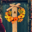 Fall Door Pumpkin Wreath Harvest Decor Maple Leaf Garland Halloween Floral Hoop