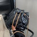Fashion Rhombic Crossbody Bucket Bag Women Drawstring Chain Shoulder Handbags