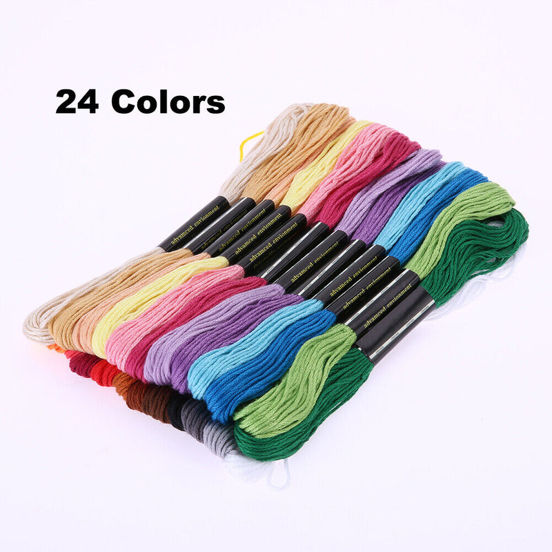 24 Farben Threads Cross Stitch Baumwolle Stickerei Thread Zahnseide Nähen Sträng