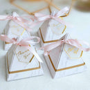20× Wedding Favor Marble Triangle Candy Box Ribbon Party Holiday Supply K5K5