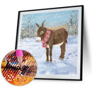 Diamond Painting 5D Full Round Drill Mosaic DIY Donkey in Snow Kit Wall Decor