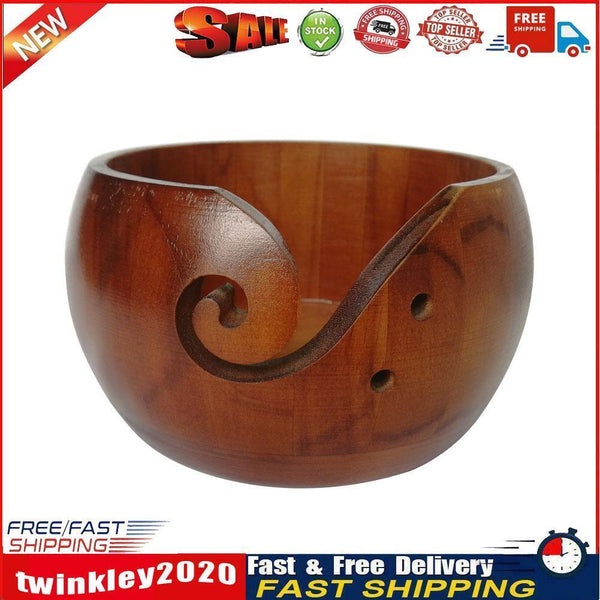 Handmade Wooden Yarn Bowl Crochet Organizer Storage Knitting Holder (A) Newly
