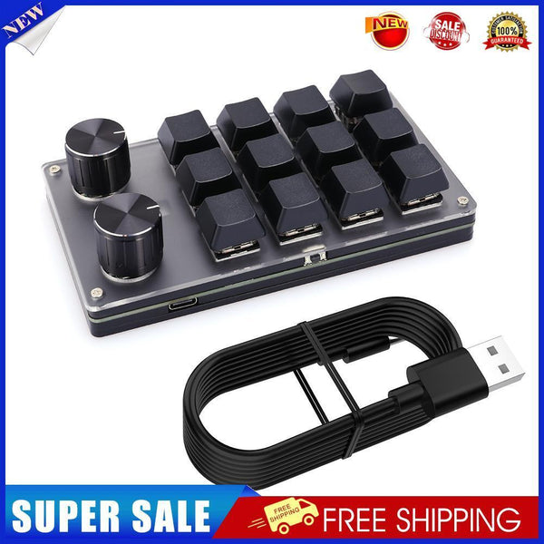 Macro Custom Wired Gaming Keyboard Programmable Mechanical Keypad (Black)