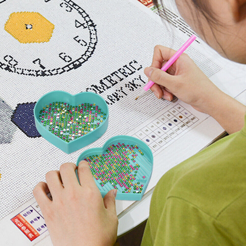 5D DIY Diamond Painting Tray Plastic Heart Shape Rhinestone Drill Plate Crafts