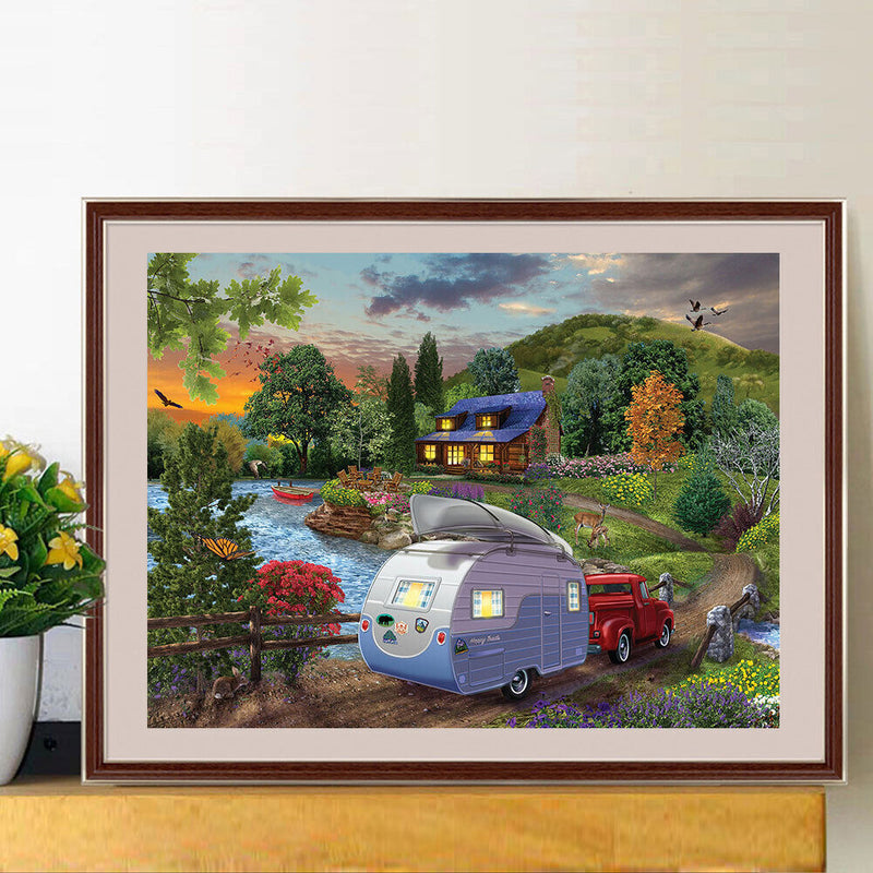 #A Lake Camping 5D DIY Diamond Painting Kits Full Round Drill Wall Decor Art Cra