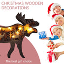 Wooden Ornaments Hollow Multi-Layer Animal Scene Display with Light (Deer) Newly