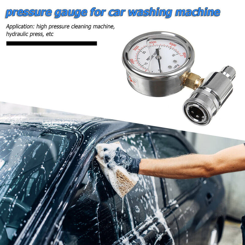 6000PSI / 40MPa 3/8"" Quick Coupling Pressure Washer Pressure Gauge