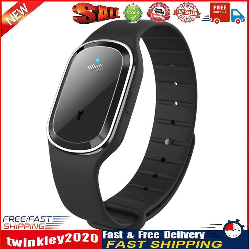 Kid Mosquito Repellent Bracelet USB Ultrasonic Repeller Wristband (Black) Newly