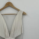 BCBGMAXAZRIA Dress Women Medium White Gown Sheer Cut Out Flowy Fairy Retro 70s