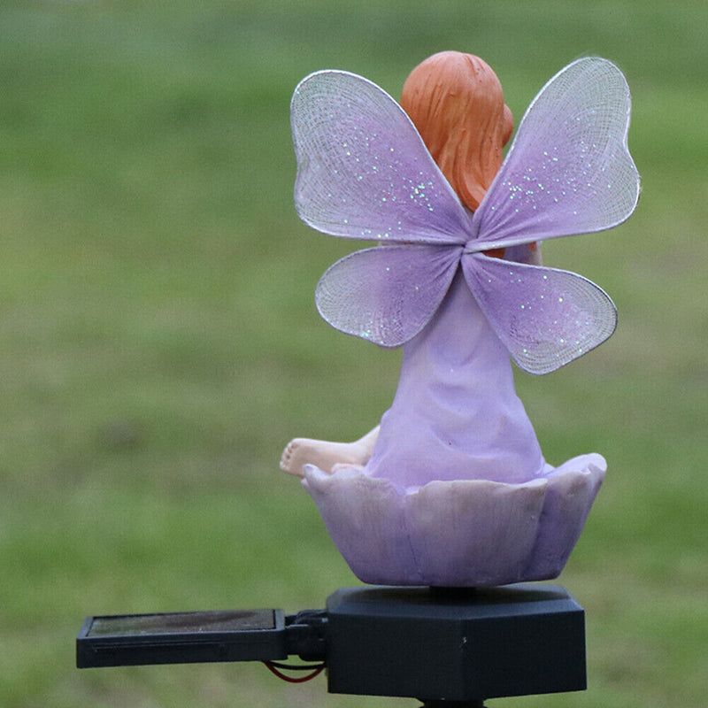 Solar Flower Fairy Light Outdoor Lawn Stakes Lamps Garden Decor (Purple)