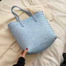 Women Woven Summer Straw Handbag Large Handmade Rattan Shoulder Shopping Bags