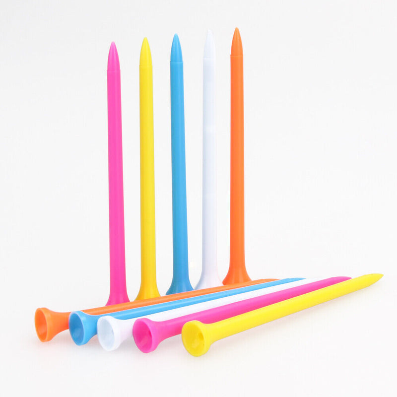 100pcs 100mm Mixed Color Plastic Golf Ball Tee Golf Holder Training Aid Newly