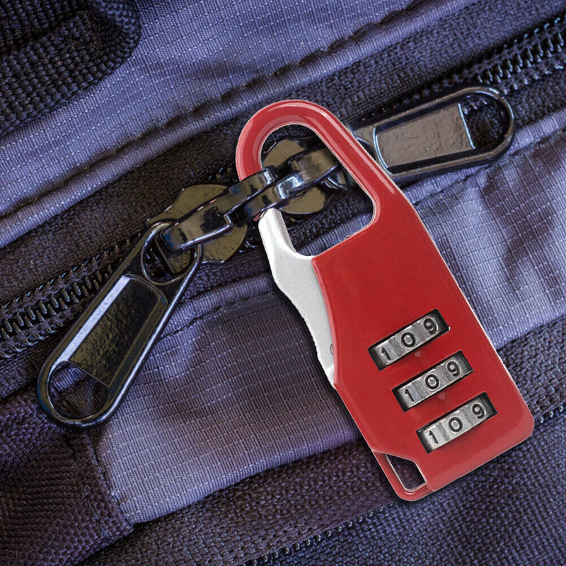 3 Digit Combination Padlock Zinc Alloy Travel Luggage Locker Lock (Red) Newly