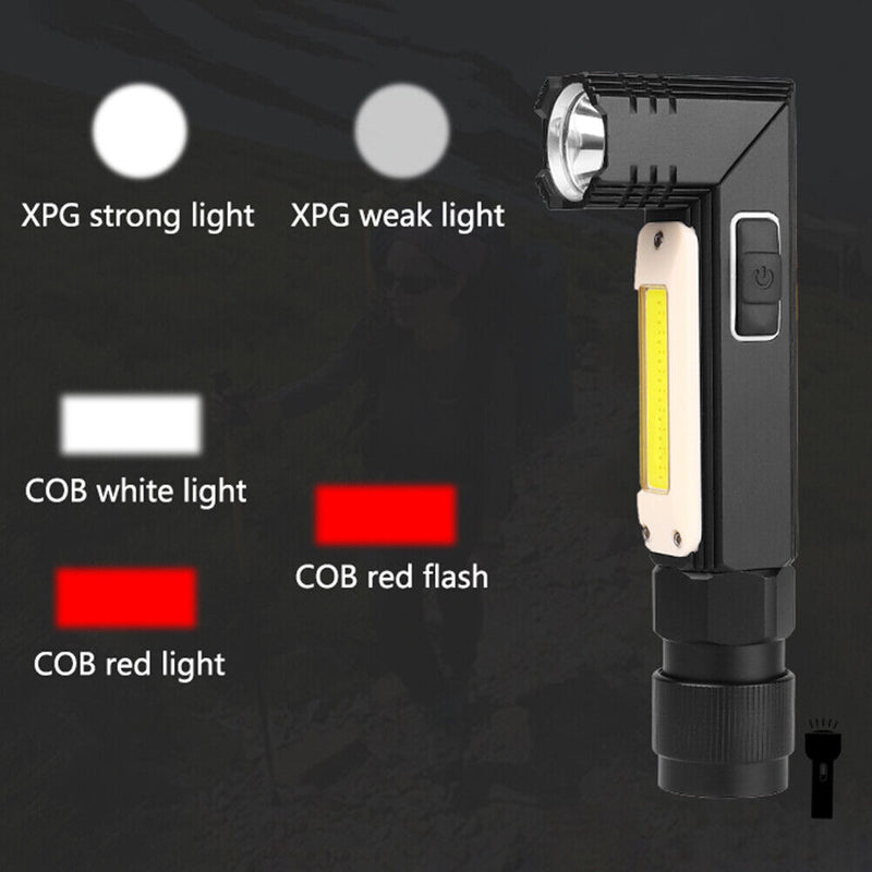 #A XPG COB Rechargeable Flashlight Rotatable Magnet Adsorption for Outdoor Climb