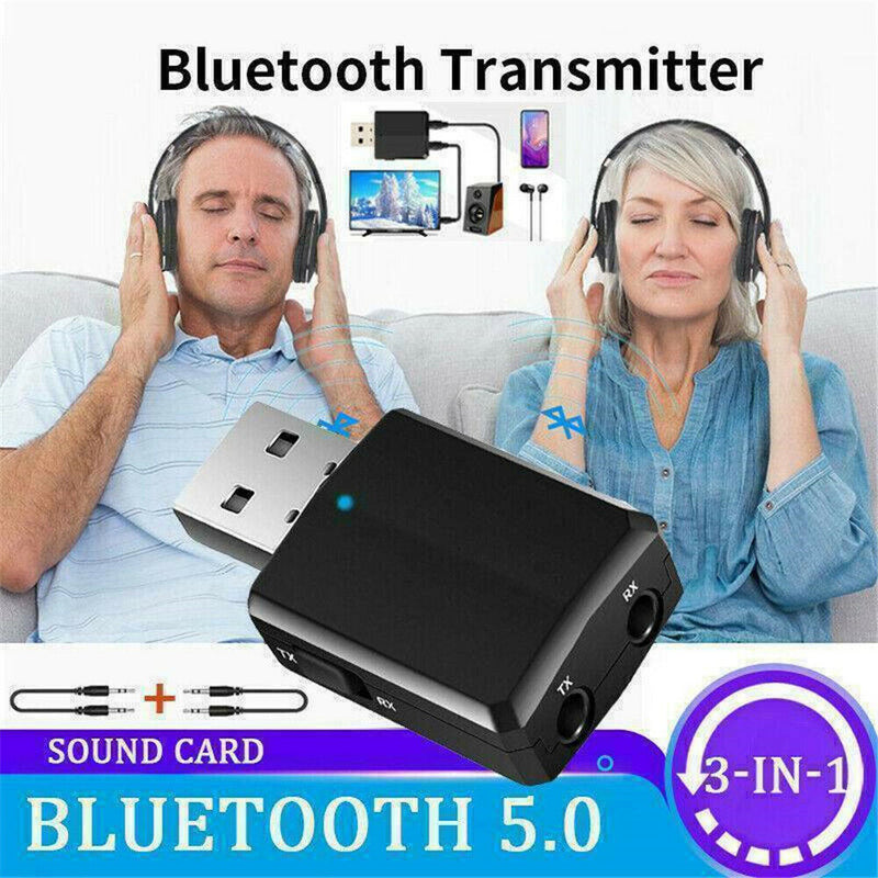 USB Transmitter Music Audio Receiver 3 in 1 Bluetooth 5.0 Adapter Sound Card