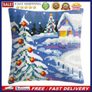 Snow Scene Stamped DIY Cross Stitch Throw Pillowcase 6CT Kit for Car Office Sofa