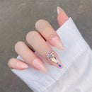 Art Luxury Crystal Jelly Gum Almond Ombre Ballet Nail Tip False Nails Ballerina
