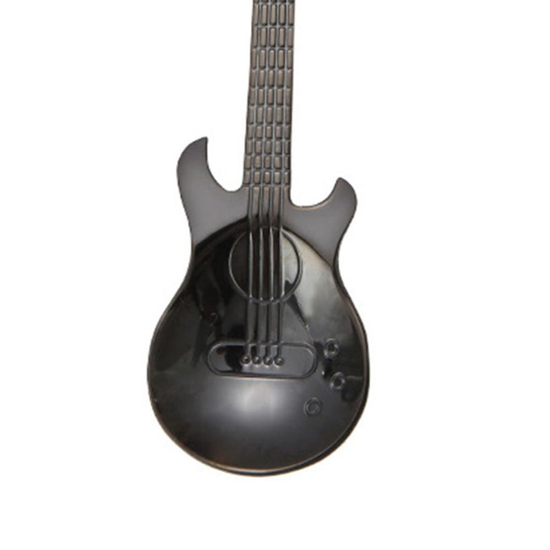 Stainless Steel Guitar Shape Coffee Spoon Tea Stirring Spoons (Black)