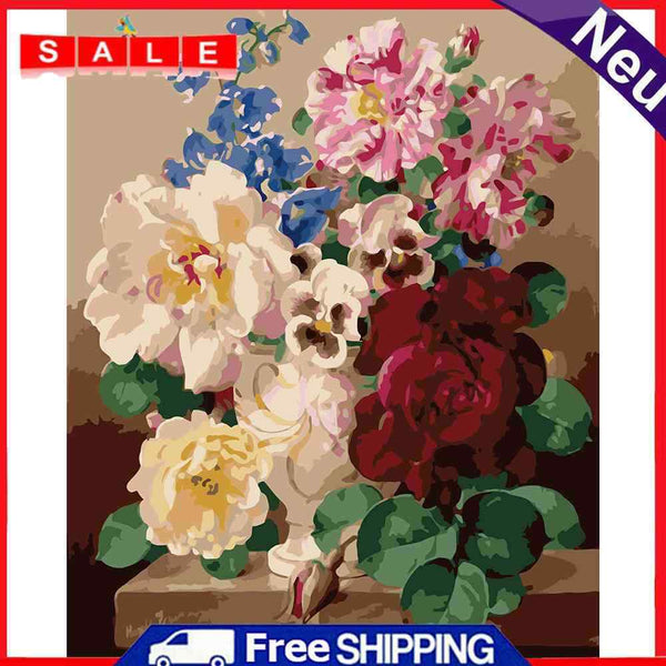 DIY Digital Oil Painting By Numbers Kits Colorful Flower Acrylic Color Drawing