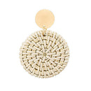 Rattan Earrings Geometric Woven Wicker Boho Beach Dangle Earrings (Round) Newly
