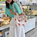 Fashion Women Peach Print Canvas Shoulder Shopping Bag Tote Handbags (A)