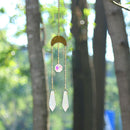Iron Hoop Moon Sun Crystal Pendant Wind Chime Hanging Drop Garden Decor (C)