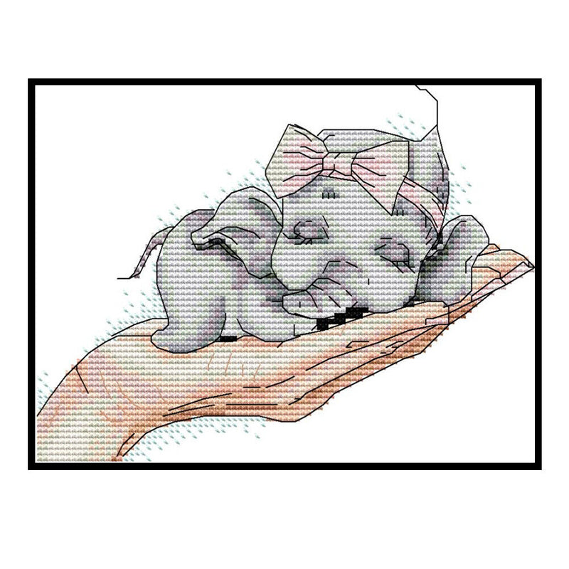 Partial Cross Stitch Art Paint 14CT Stamped Elephant Embroidery Wall Ornament