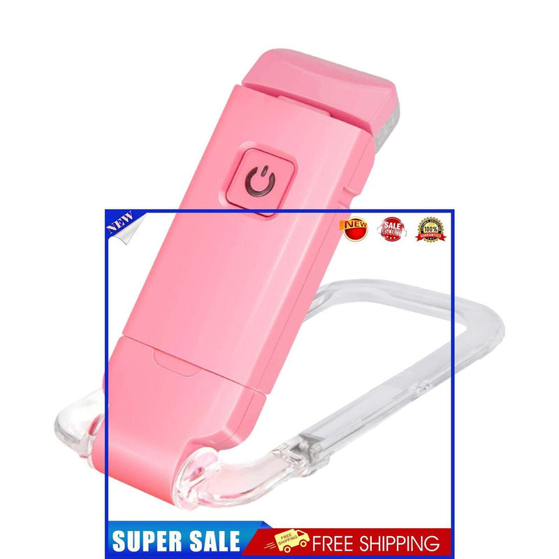 Book Night Reading Light - USB Rechargeable Clip-on Mini LED Lamp (Pink)