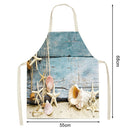 Kitchen Linen Apron Shell Painting Coffee Shop Accessories Clean Pinafore