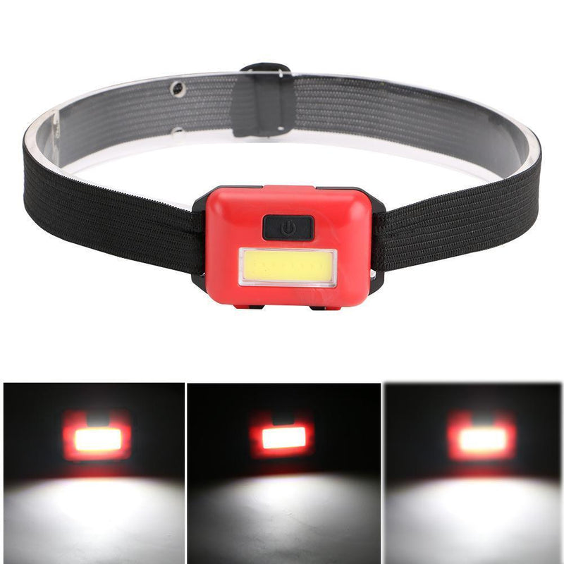 3 Modes Strong LED COB Headlight Outdoor Camping Mini Flashlight (Red)