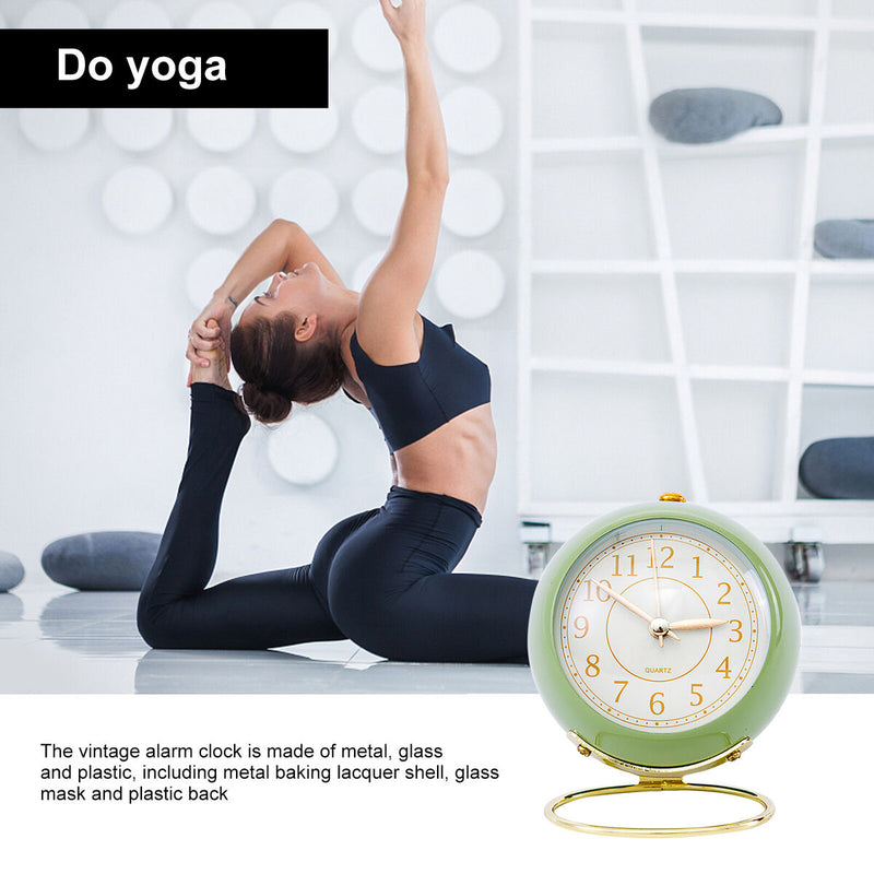 Analog Alarm Clock Light Emitting Silent Non Ticking Clock for Kid (Green)