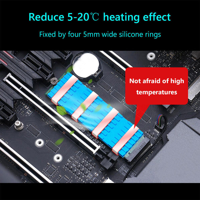 M.2 SSD Heatsink Cooler Thermal Pads for NGFF PCIE NVME Radiator (Blue) Newly